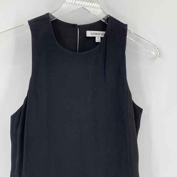 Elizabeth and James black shift dress chiffon drape sleeveless sheath 6 - Picture 2 of 5